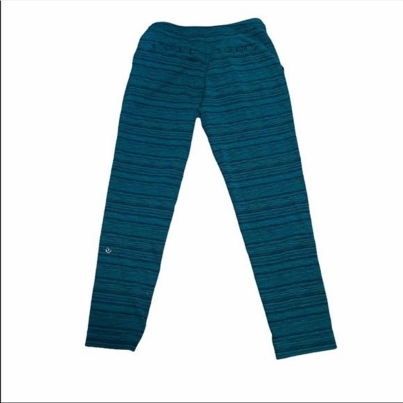 lululemon Green Stripe Drawstring Leggings Joggers Slim Jet Crop 4 - Picture 6 of 8